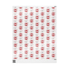 A sheet of custom wrapping paper with Christmas stamp design with 'Oliver' text, displayed on a clean white background.