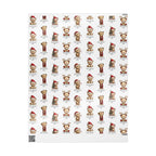 A sheet of small Christmas themed teddy bears in Santa hats, reindeer antlers, and holiday outfits, arranged in a grid on a white background.