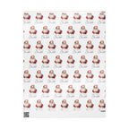 Personalised Christmas wrapping paper unrolled featuring classic watercolour Santa Claus design on clean background.